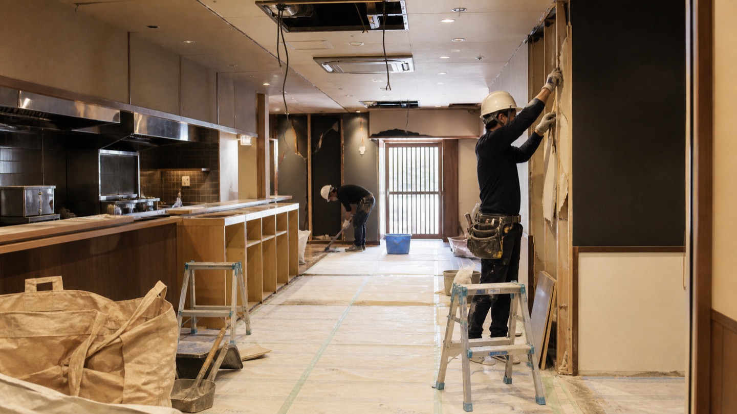 飲食店の原状回復と解体施工の様子
